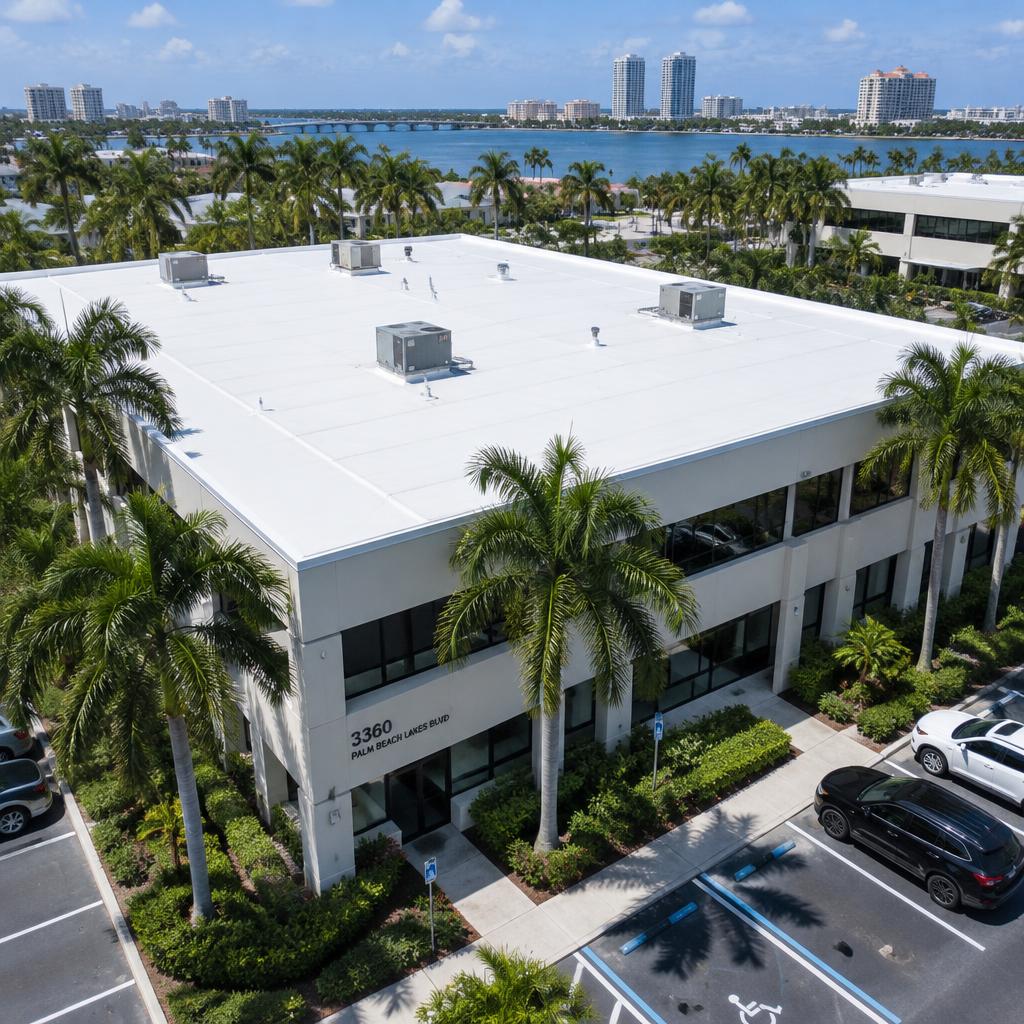 Office Building EPDM Replacement in West Palm Beach, FL after completion by Ariel Roofing