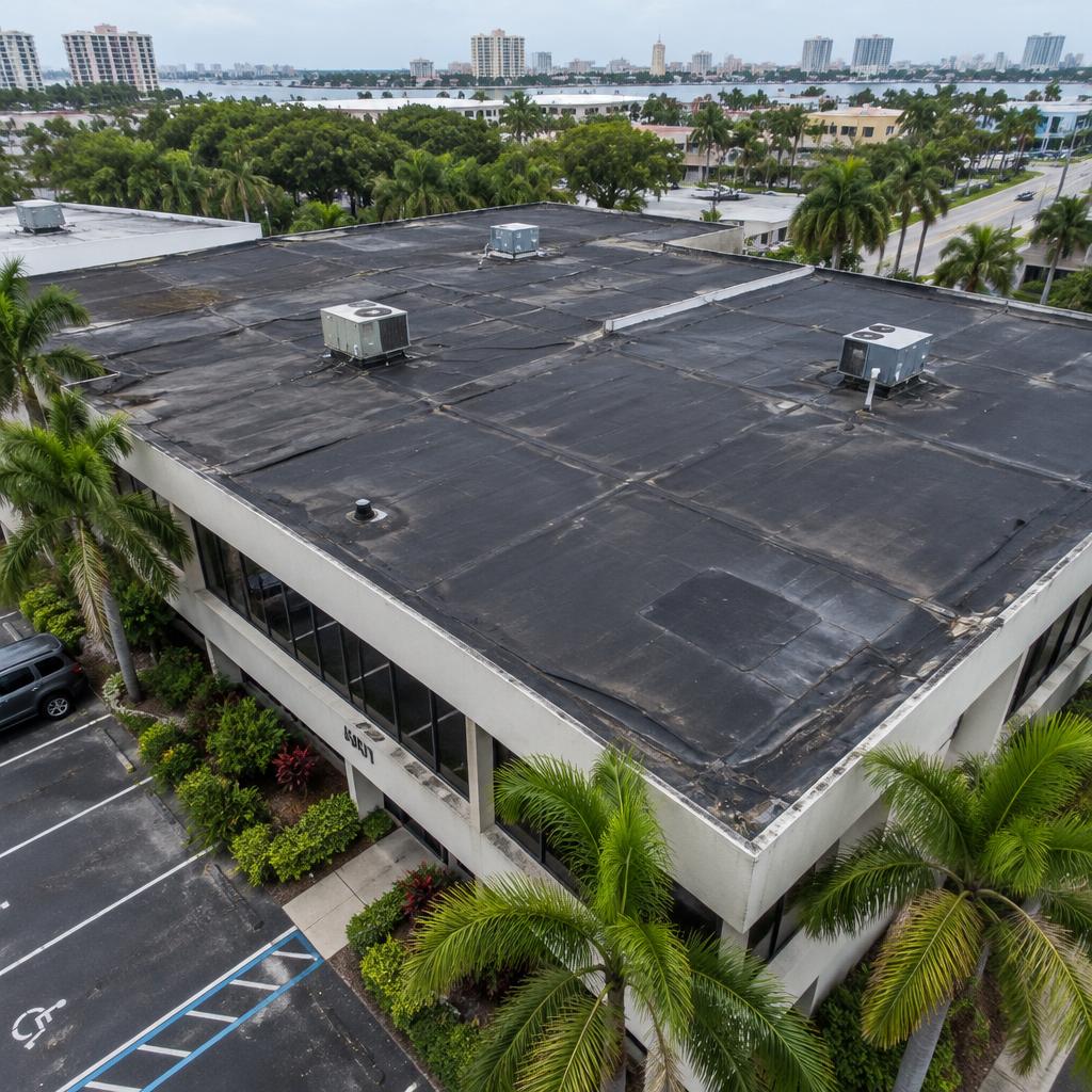Office Building EPDM Replacement in West Palm Beach, FL before the roofing work