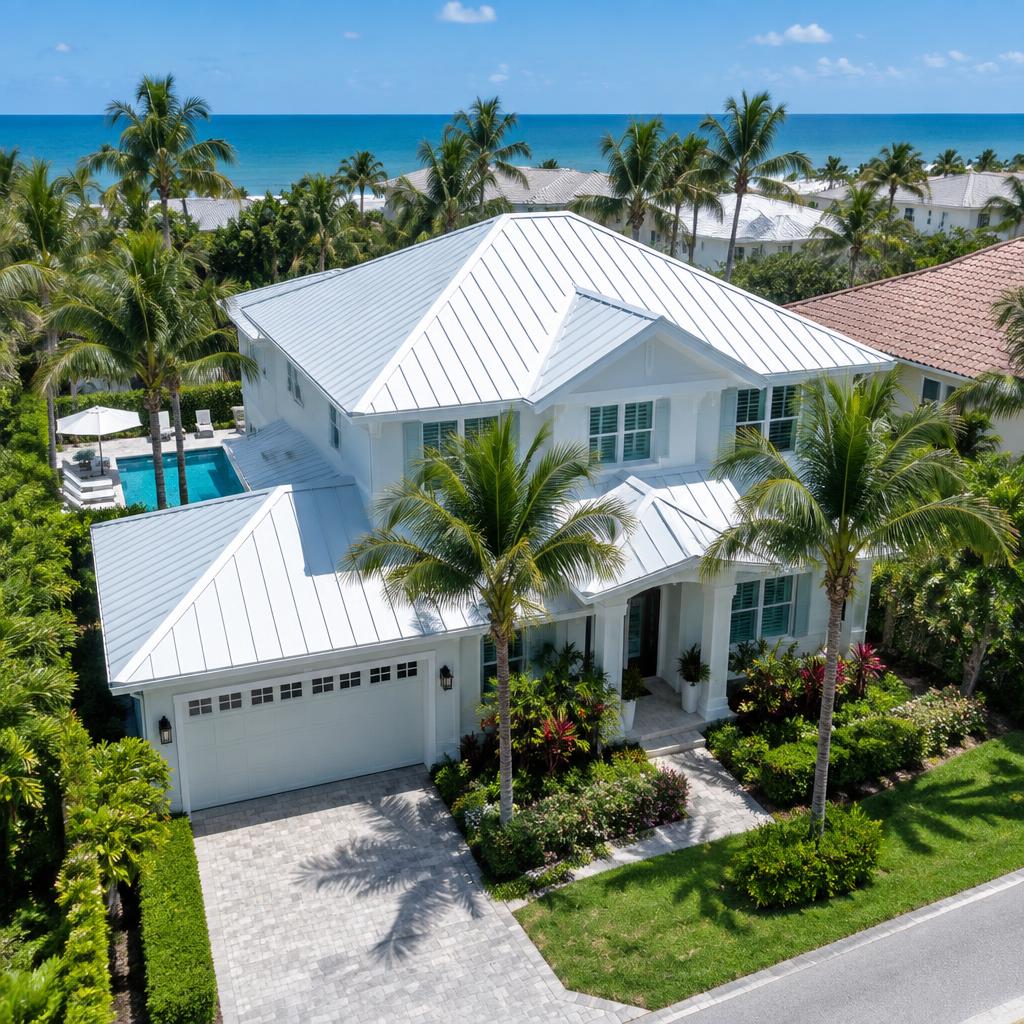 Coastal Metal Roof Replacement in Delray Beach, FL after completion by Ariel Roofing