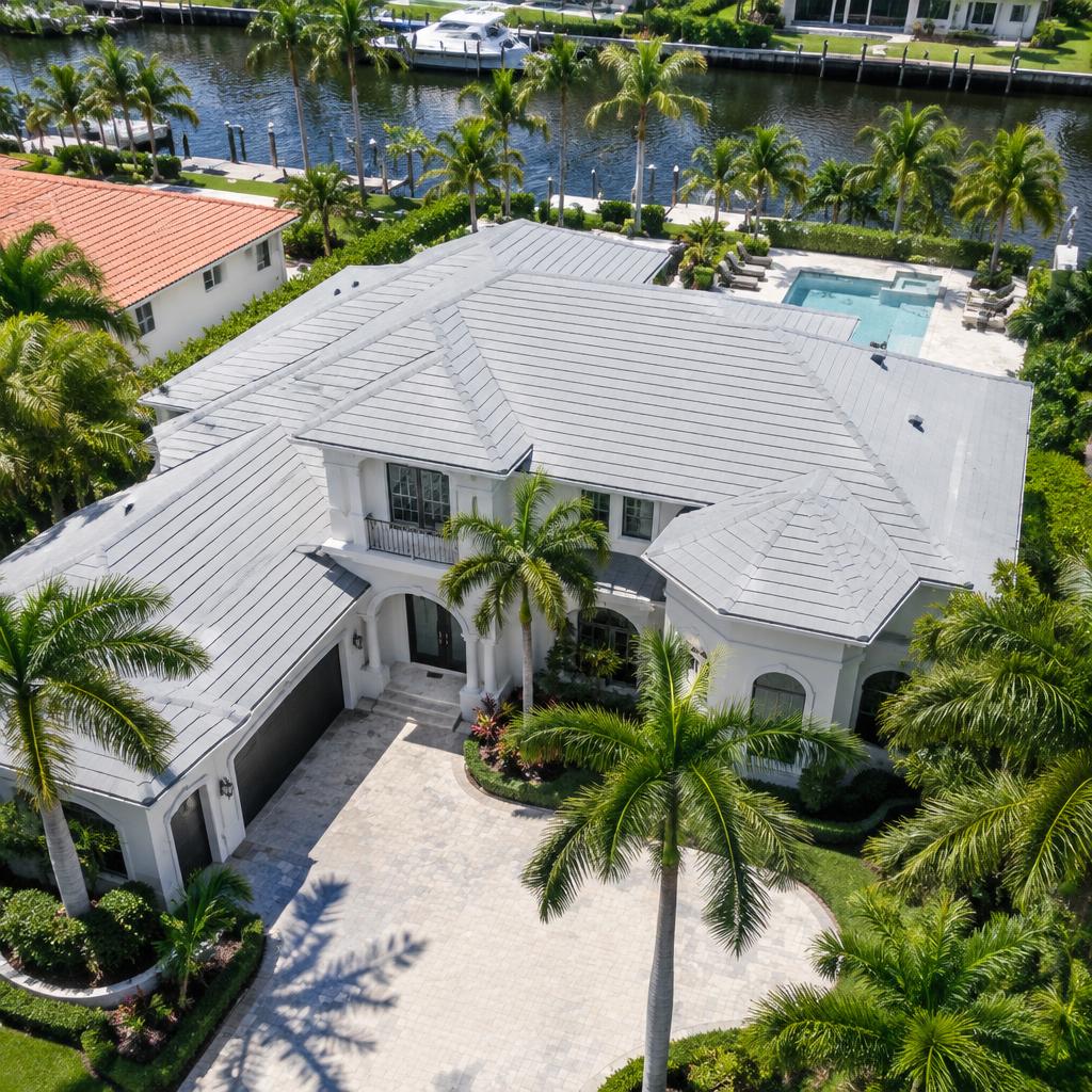 Concrete Tile Estate Re-Roof in Boca Raton, FL after completion by Ariel Roofing
