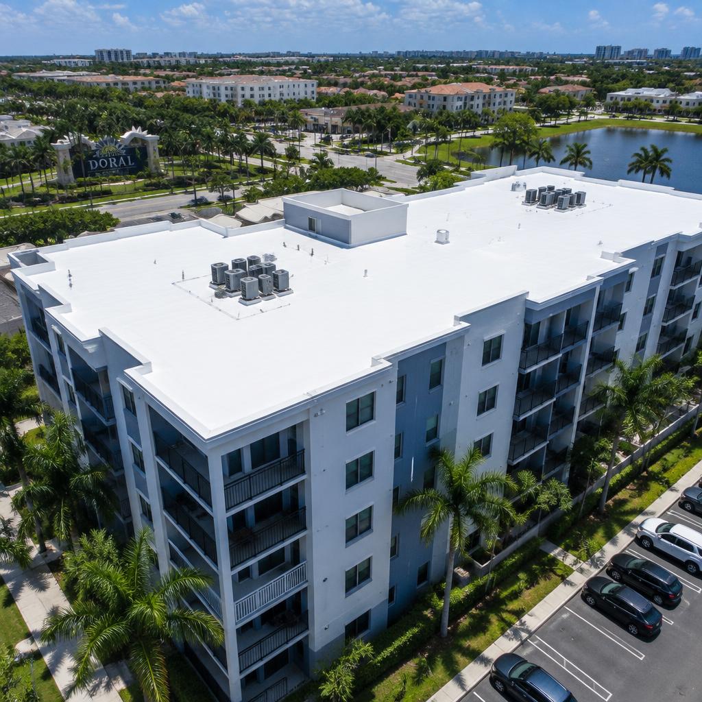 PVC Condominium Retrofit in Doral, FL after completion by Ariel Roofing